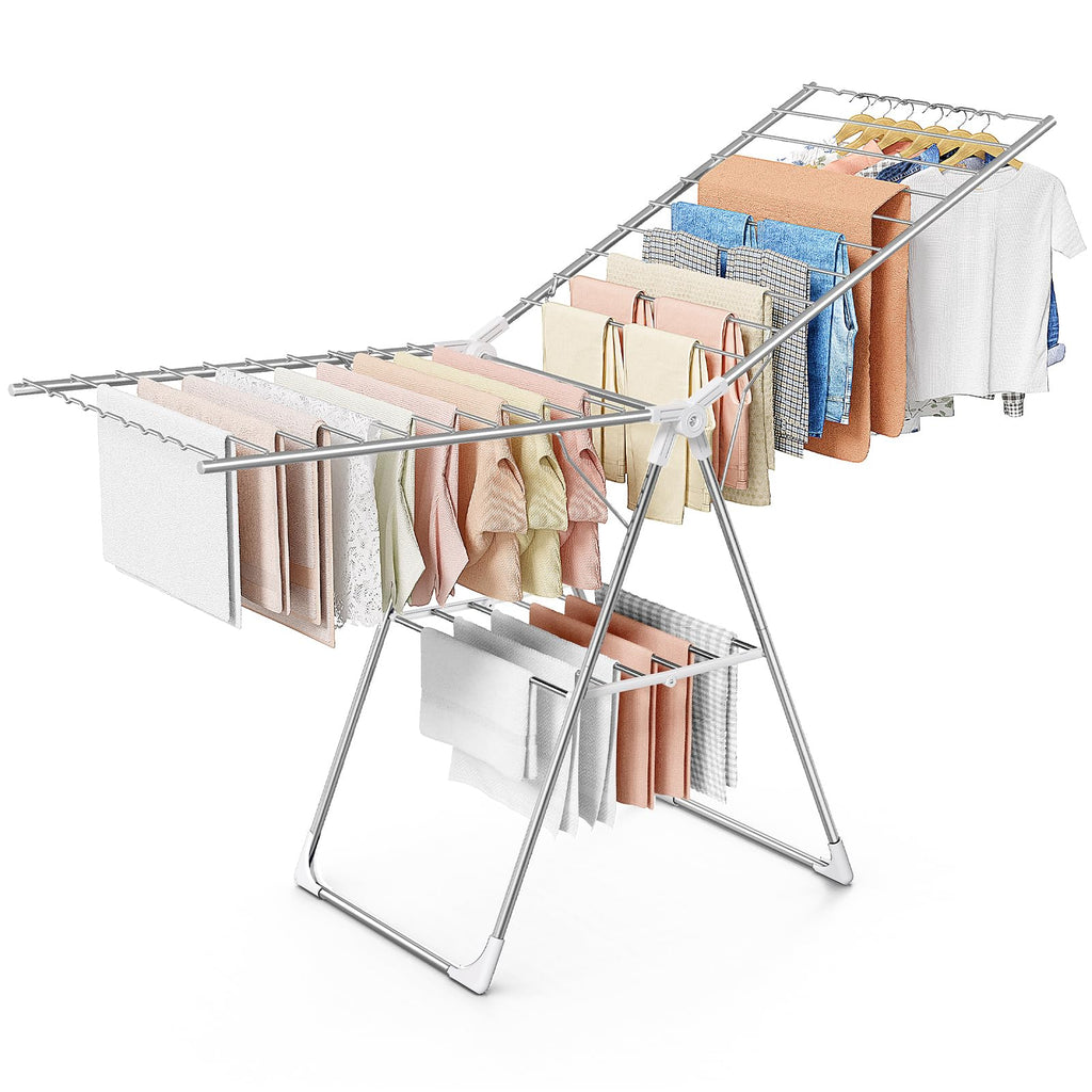 Sakugi Clothes Drying Rack, 55.5" Adjustable Wings, Foldable Design