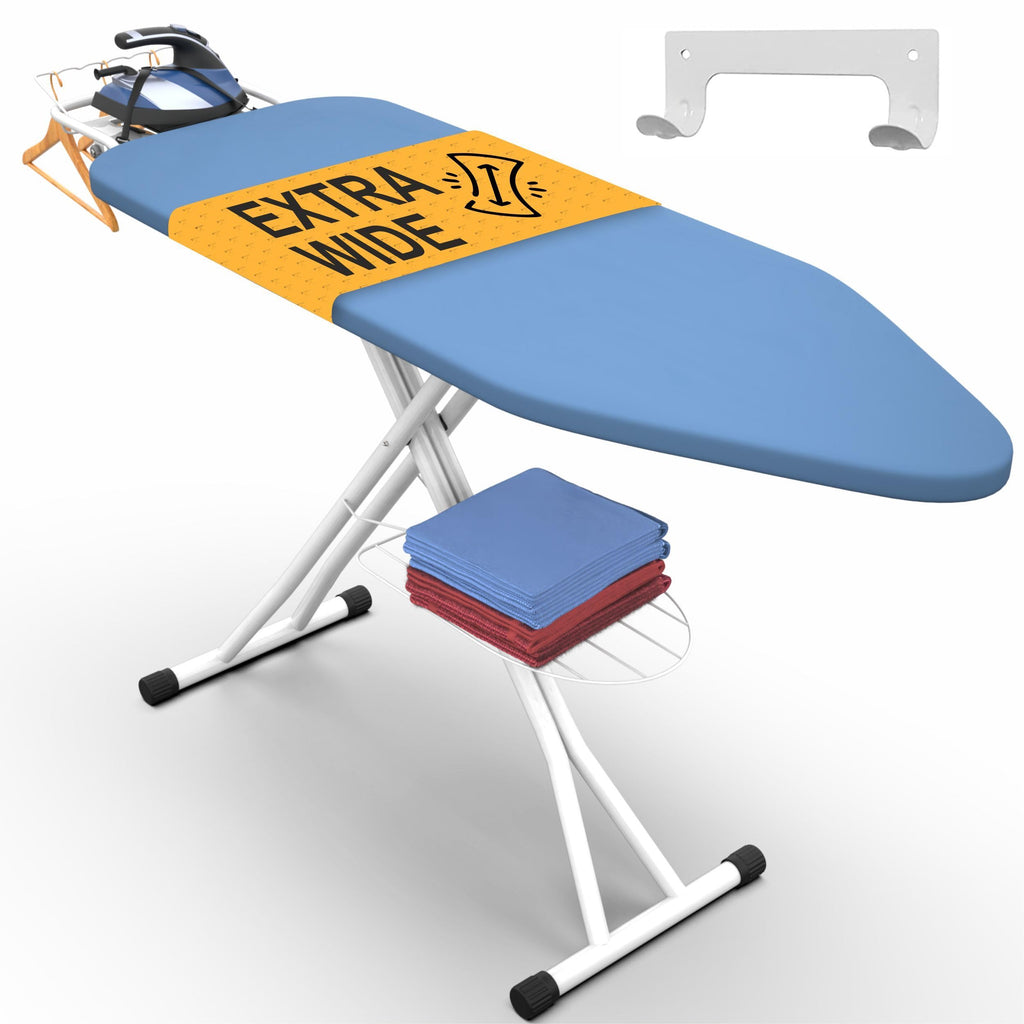 Xabitat Ironing Board Extra-Wide 57" x 18" Foldable with Wall Hanger