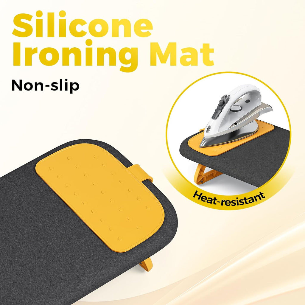 KINGBOARD Small Ironing Board with Iron Mat, Tabletop Iron Board, Black