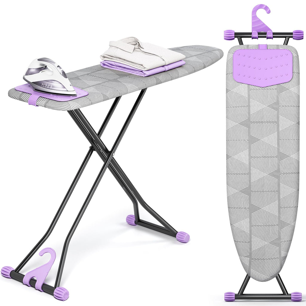 KINGBOARD Ironing Board with Silicon Iron Mat, Heavy Duty Leg 13x43 Blue