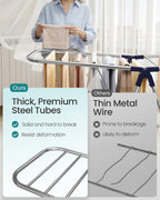 SONGMICS Clothes Drying Rack, Foldable Metal Airer, 17 x 51.2 x 39 Inches