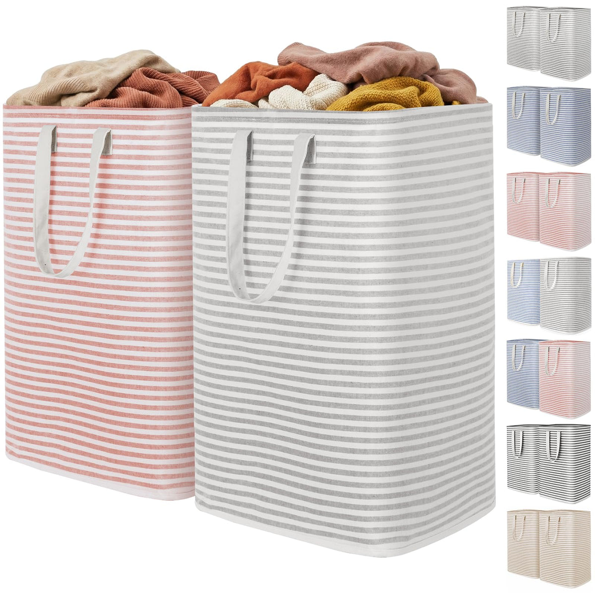 Lifewit 80L Large Laundry Baskets, Laundry Hampers Bags, 2 Pack, Beige