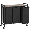 HOOBRO Laundry Sorter 3 Section, Laundry Hamper with Wheels, 3 × 11.5 Gal (43.5 L), Rolling Laundry Basket, Pull-Out and Removable Oxford Fabric Laundry Bags, Rustic Brown and Black BF76XY01