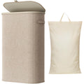 Lifewit Slim Laundry Basket with Lid and Removable Bag, 65L, Beige