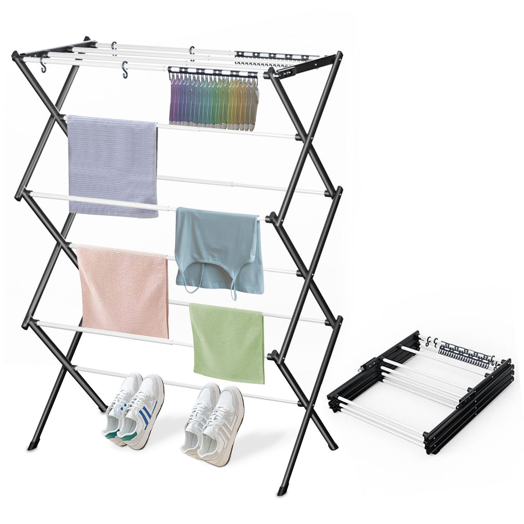 Foldable Drying Rack Clothing Clothes Drying Rack White-1pack