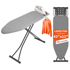 Ironing Board, 43"×13" with Iron Rest, 7 Adjustable Height & Clothes Shelf