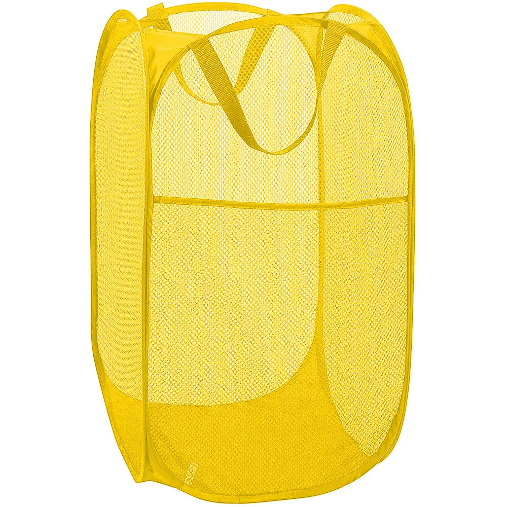 2 Packs Mesh Pop up Laundry Hamper (Black/Navy Blue) with Portable Durable Handles, Collapsible for Storage, Folding Pop-Up Clothes Hampers for Apartment, Home, College Dorm or Travel