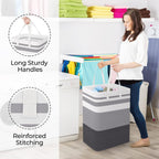 StorageRight Laundry Basket Hamper, 75L Collapsible Clothes Storage, Grey