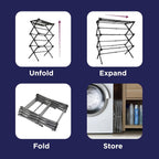 BLACK+DECKER Space Saving 3-Tier Expandable Clothes Drying Rack, Foldable Laundry Rack for Indoor Air Drying, Rust Resistant Steel, 24.6 Ft Drying Space, Grey