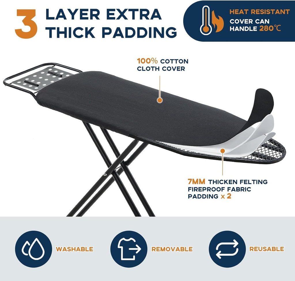 Ironing Board Full Size, RAINHOL Black 54"x13" Compact Ironing Board