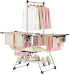 APEXCHASER Clothes Drying Rack with High Hanger, 3-Level Drying Racks