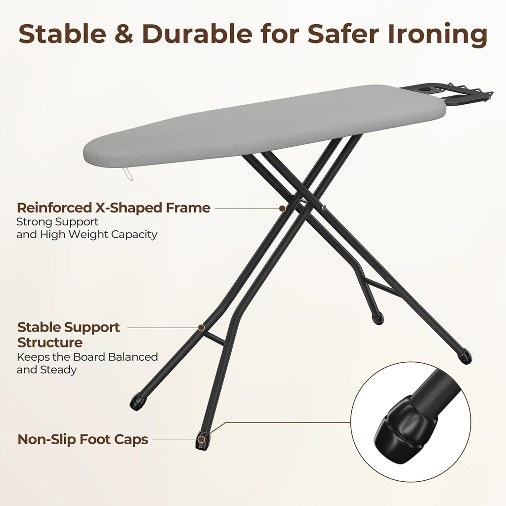 Yaheetech Ironing Board 43"x14" with Heavy Duty Iron Rest, Foldable, Gray