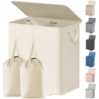 Lifewit Double Laundry Hamper with Lid, Removable Laundry Bags, Black