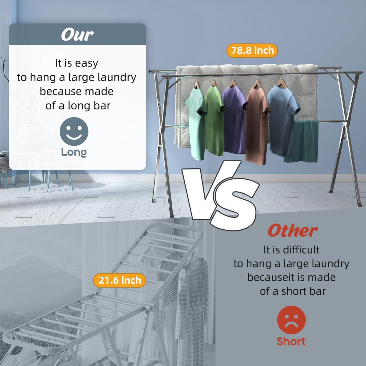 95" Clothes Drying Rack,Laundry Drying Rack Clothing for Indoor Outdoor
