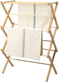 Gibson Home Riverrun Foldable Bamboo Drying Rack for Clothes, Towels, Blankets – 2-Tier Collapsible Laundry Drying Rack, Space-Saving Air Dry Stand for Indoor & Outdoor Use - Pre Assembled