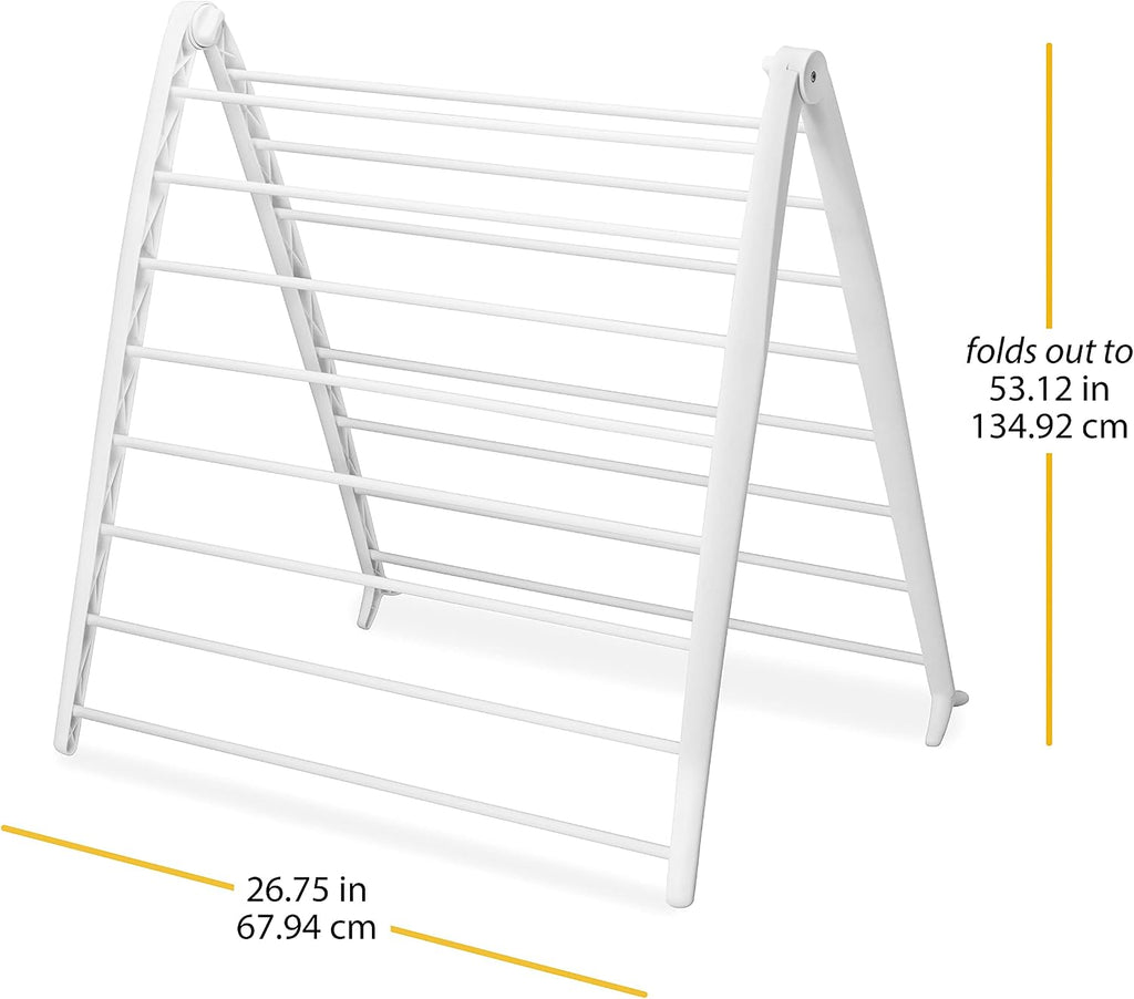 Whitmor Spacemaker Folding Drying Rack, Freestanding Indoor Clothes Dryer, Space Saving Compact Design, 6"L x 26"W x 51.5"H, White