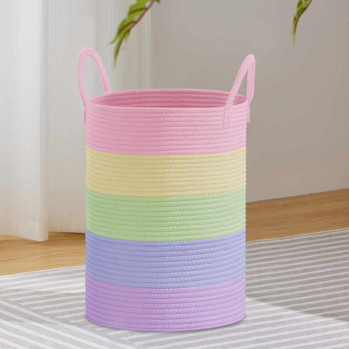 VIPOSCO 72L Tall Woven Laundry Basket Hamper, White
