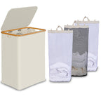 efluky Double Laundry Hamper with Lid and 2 Removable Bags, Beige