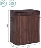 SONGMICS Bamboo Laundry Hamper with Lid, 100L, with Handles