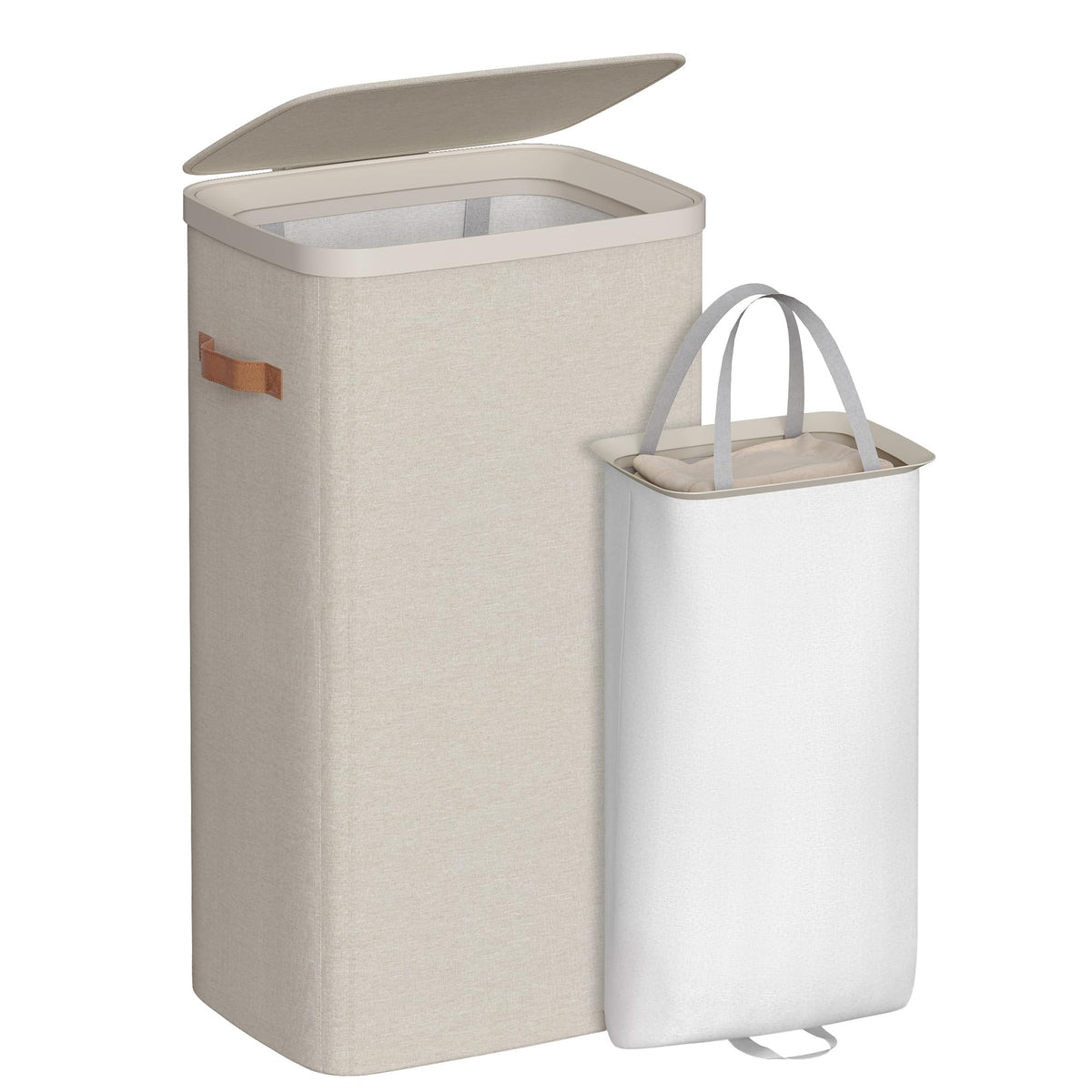 SONGMICS Laundry Basket, 170L Laundry Hamper with Lid, 2 Removable Bags