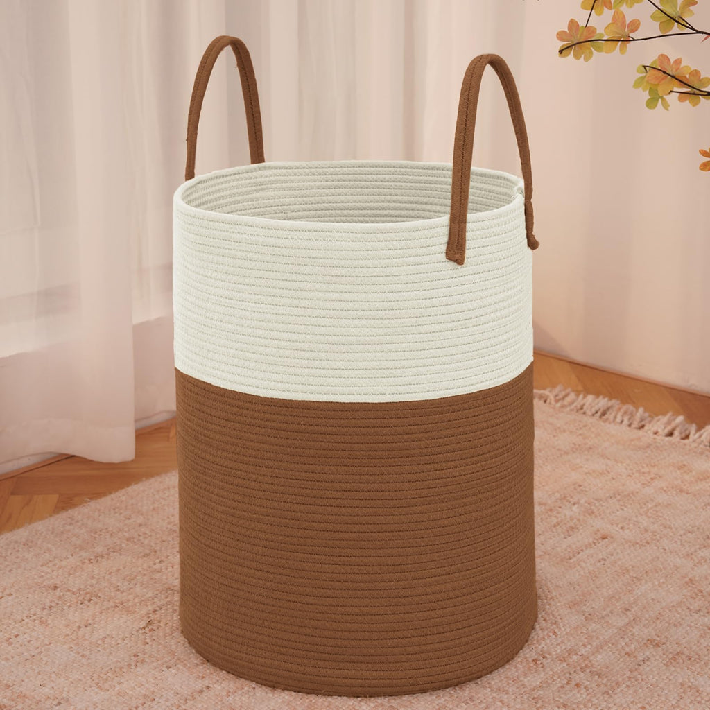 JMvicyroam 60L Cotton Rope Laundry Basket Hamper, Brown