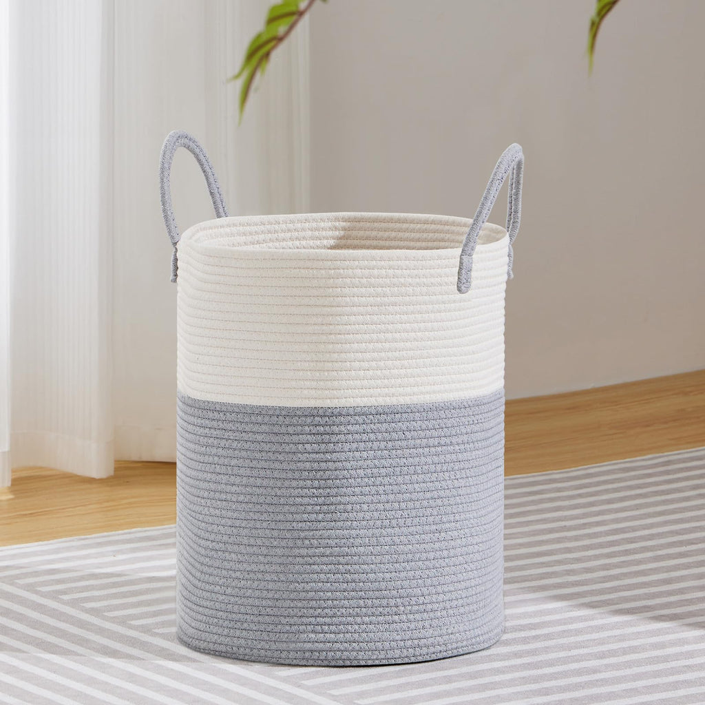 VIPOSCO 72L Tall Woven Laundry Basket Hamper, White