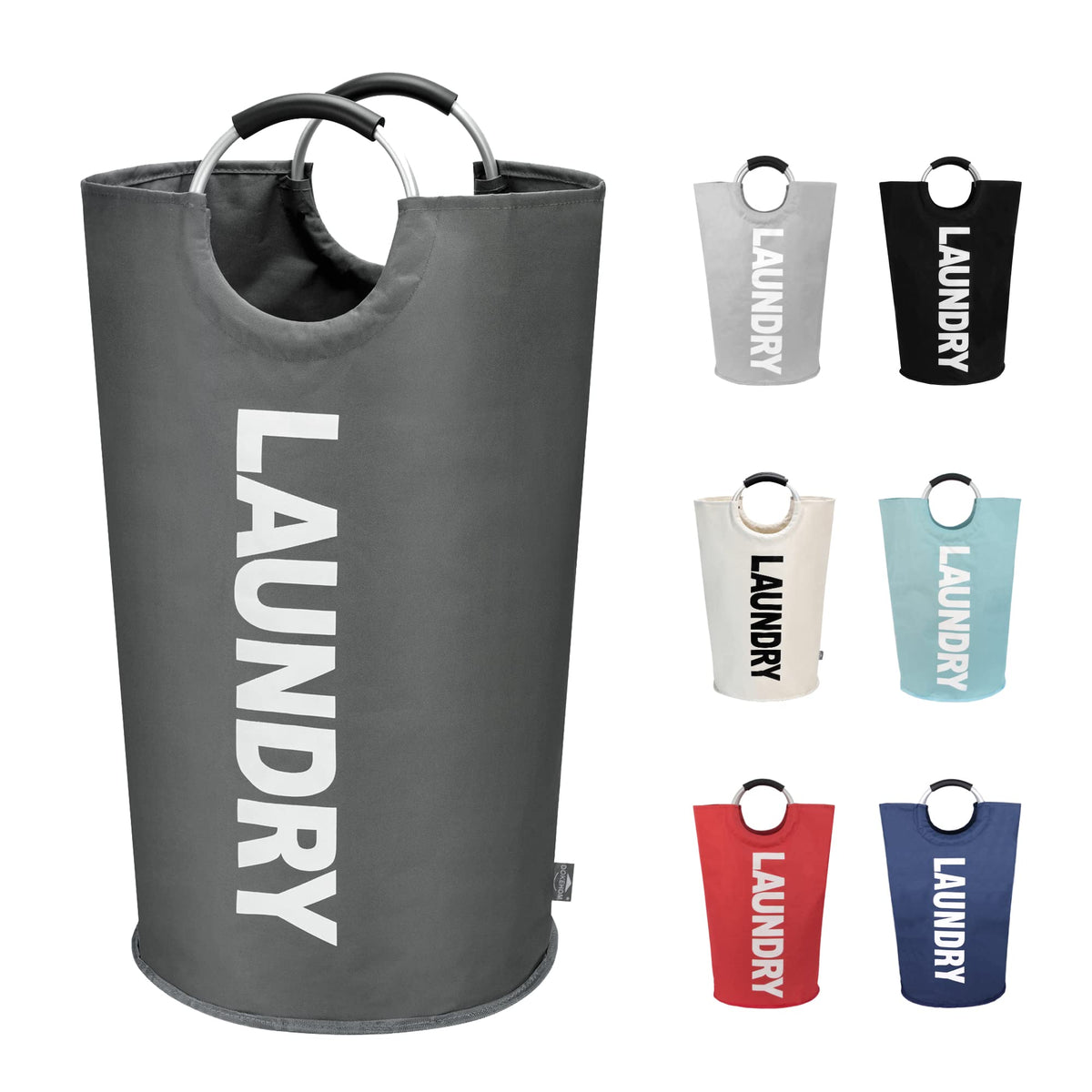 DOKEHOM 125L X-Large Laundry Basket Bag, Collapsible Tall Hamper, Black