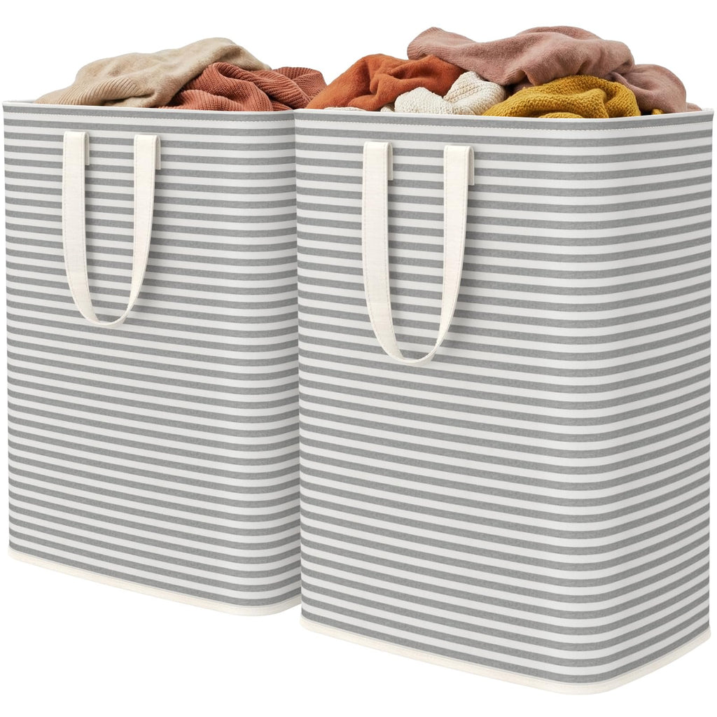 Lifewit 80L Large Laundry Baskets, Laundry Hampers Bags, 2 Pack, Beige
