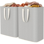 Lifewit 80L Large Laundry Baskets, Laundry Hampers Bags, 2 Pack, Beige