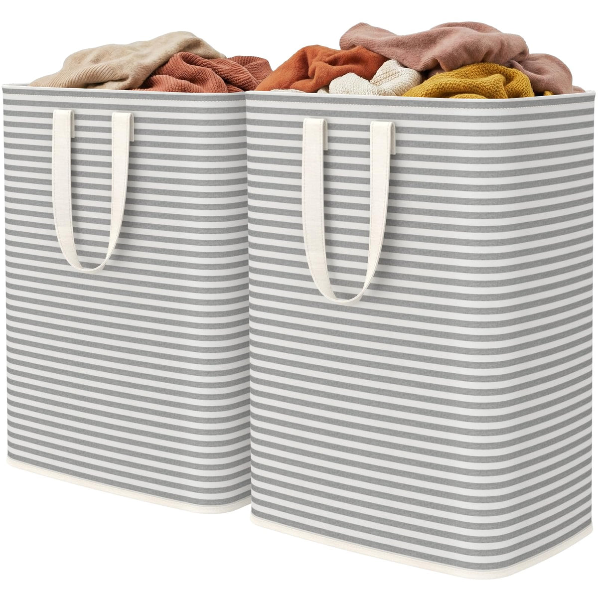 Lifewit 80L Large Laundry Baskets, Laundry Hampers Bags, 2 Pack, Beige