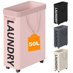 Optish 90L Laundry Basket with Wheels, Rolling Hamper with Removable Bag