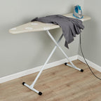 Ironing Board, Adjustable Height Folding T-Leg Ironing Board with Thick Padded Cotton Cover and Steel Frame, Beige, Full Size 53 x 14 Inch
