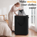 Optish 90L Laundry Basket with Wheels, Rolling Hamper with Removable Bag
