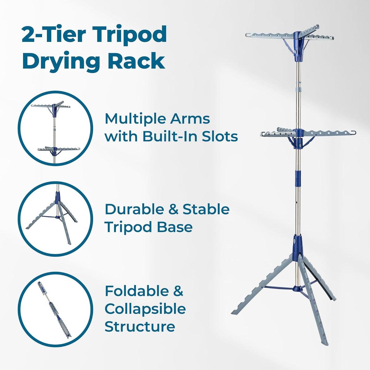 Honey-Can-Do 2-Tier Tripod Clothes Drying Rack, 73", Chrome Steel