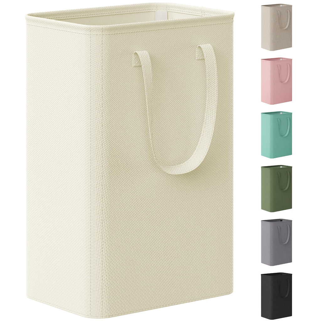 Lifewit Slim Collapsible Laundry Basket with Handles, 50L, Beige