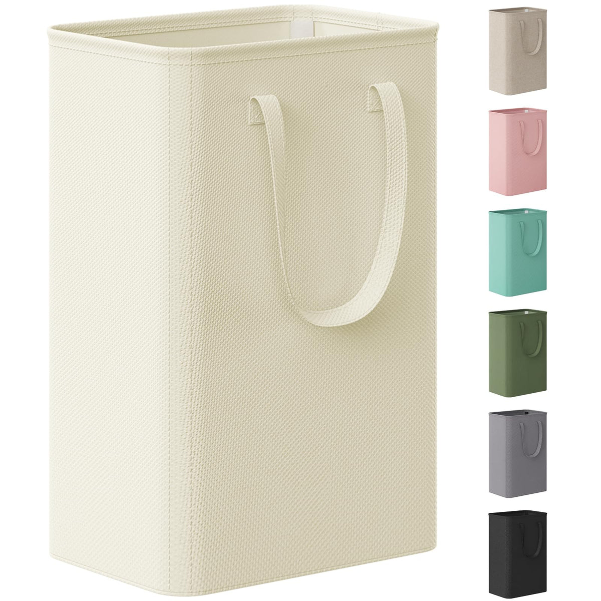 Lifewit Slim Collapsible Laundry Basket with Handles, 50L, Beige