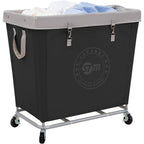 STORAGE MANIAC Commercial Laundry Hamper with Heavy Duty Steel Frame, 160 L Industrial Clothes Basket Cart with Wheels for Big Family, Home, Hotel, Laundry Room, 18''L x 18''W x 31''H, Medium Beige
