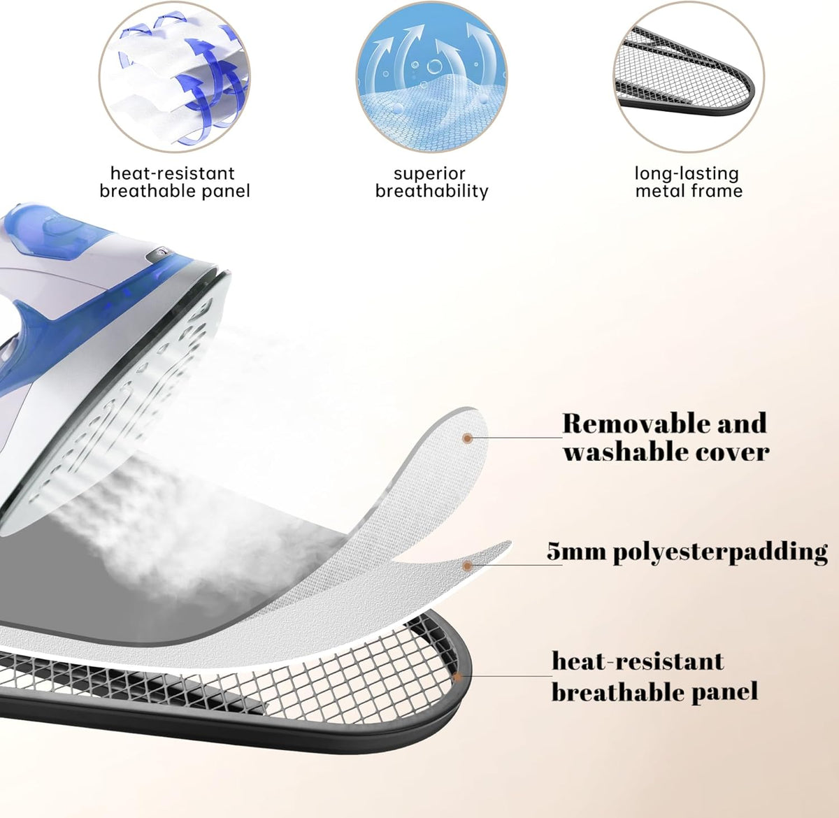 Ironing Board, Compact and Space Saver,Size 13 x 43