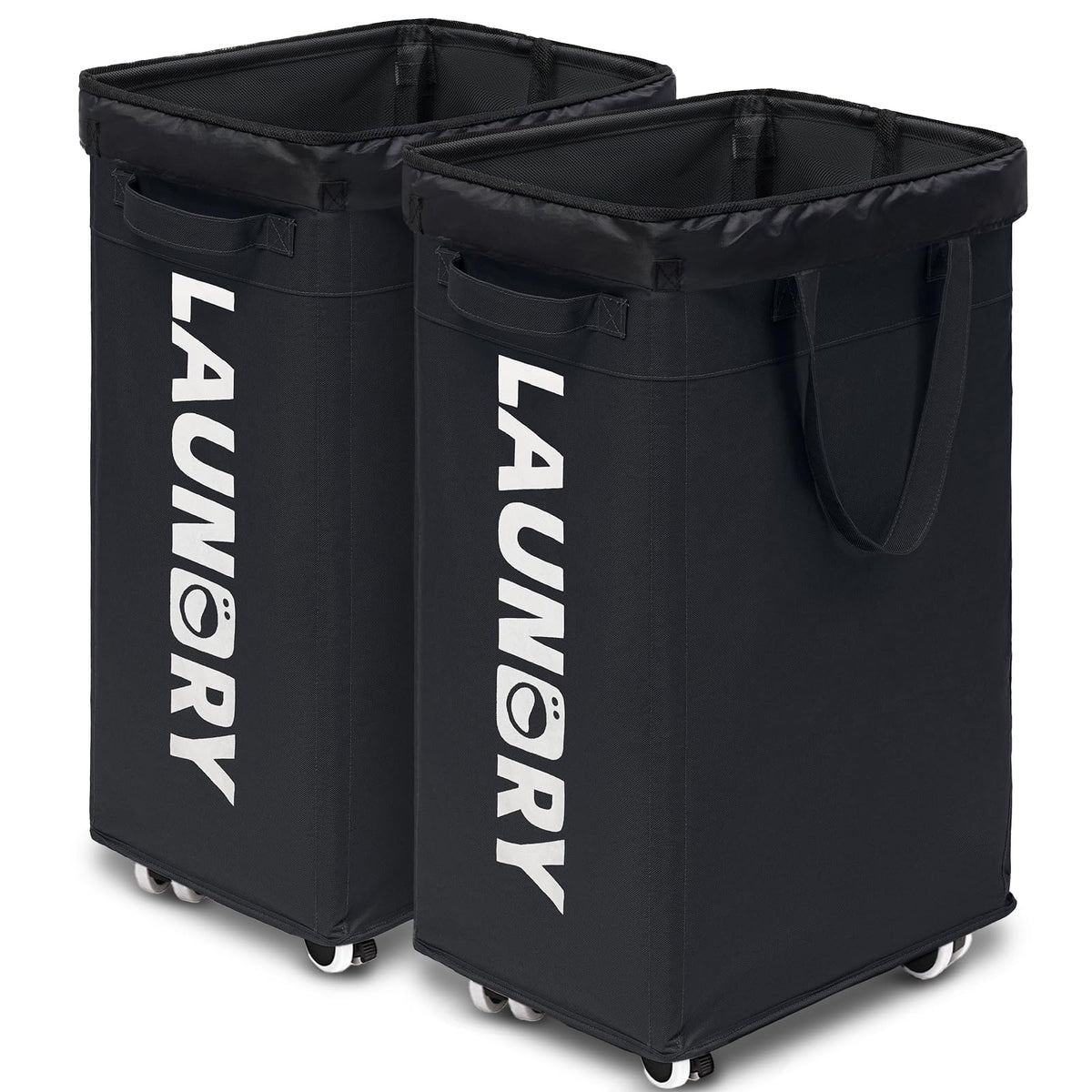 Goodpick 75L Laundry Basket with Wheels & Removable Wash Bag for Dorm