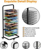 Art Drying Rack with 25 Removable Shelves, Mobile Metal Paint Drying Stand with Lockable Wheels, Functional Canvas Rack Art Storage for Artwork in Classrooms, Art Studios and Schools, Black