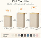 Lifewit 65L Slim Laundry Hamper with Lid and Removable Bag, Beige