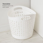 IRIS USA Plastic Laundry Hamper, 27L- 3 PK, Flexible, Ventilation, White