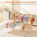 Bigzzia Clothes Drying Rack Foldable, 2-Level Large Laundry Drying Rack