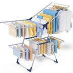 Sakugi Clothes Drying Rack, Foldable 2-Level with 55.5" Adjustable Wings