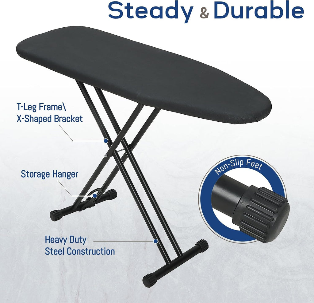 Ironing Board 43x13 with Iron Rest, RAINHOL Black Full Size Iron Board