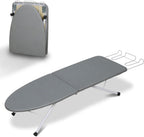 ZOES HOMEWARE Tabletop Ironing Board,Portable Iron Board with Iron Rest, Foldable Small Ironing Board with Heat Resistant Cover and 100% Cotton Pad, 31.5"x11.8"x7", Grey