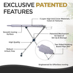 Dazzl 360° Dual-Sided Iron Board - Torso-Shaped Ironing Board Full Size with 8-Level Adjustable Height, Rotatable & Detachable Iron Holder, Garment Clips - HDPE Heat-Resistant Surface