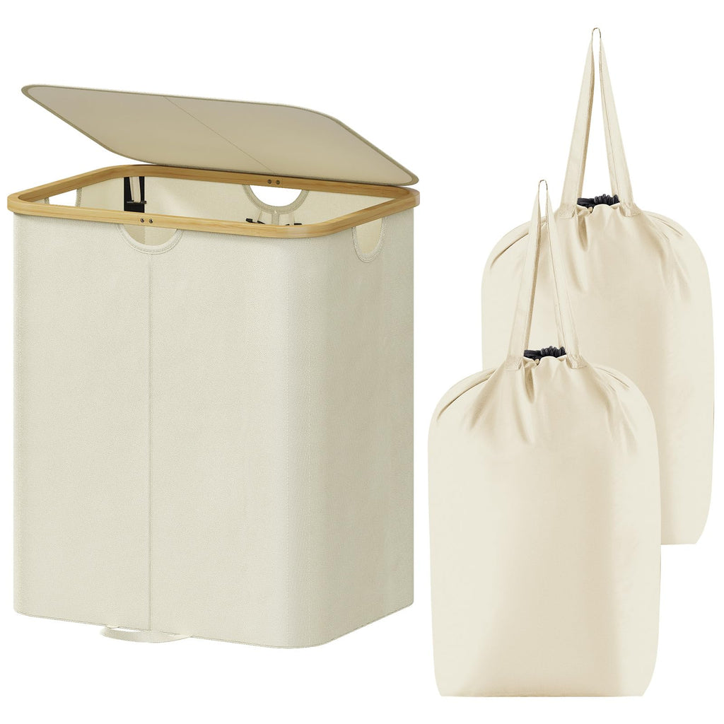 Lifewit 65L Slim Laundry Hamper with Lid and Removable Bag, Beige