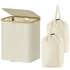 Lifewit 65L Slim Laundry Hamper with Lid and Removable Bag, Beige