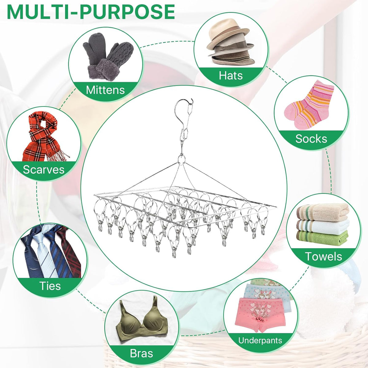 Herb Drying Rack for Drying Spices, Rustproof Dryer with 30 Hooks